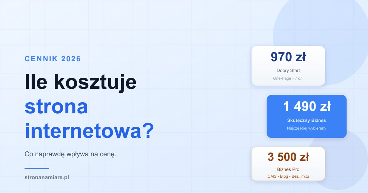 Cennik stron internetowych 2026 – pakiety i ceny