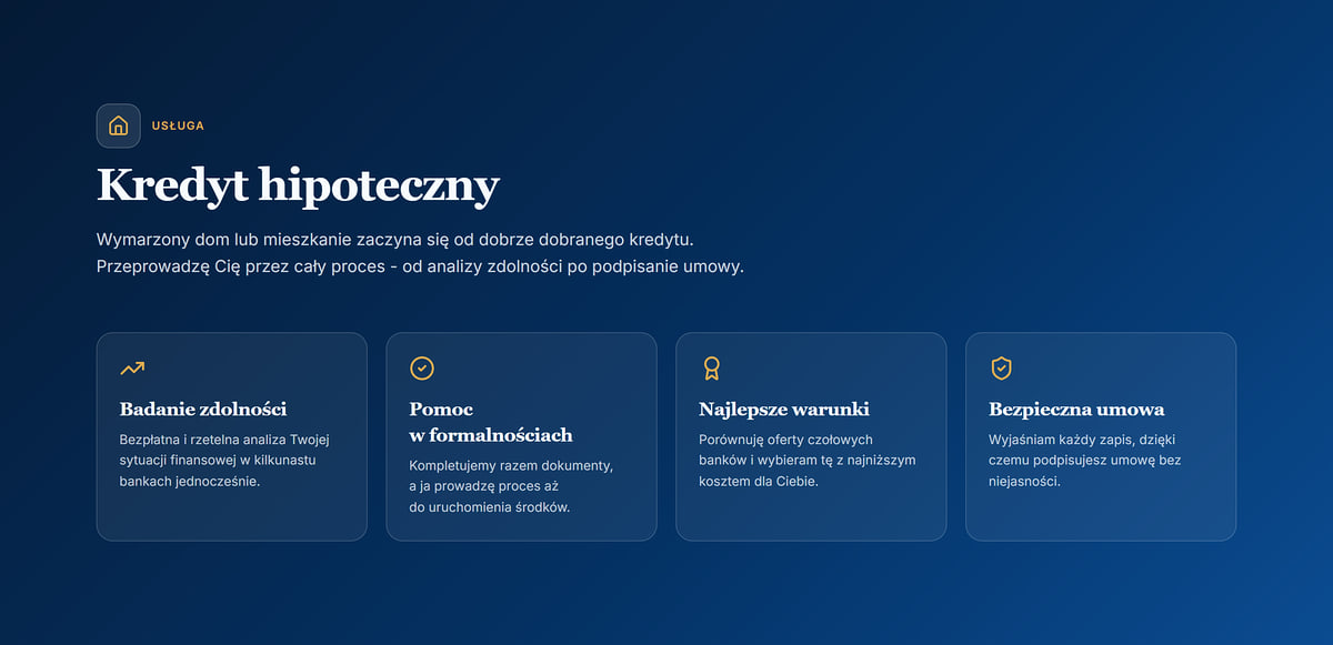 Podstrona Kredyt hipoteczny: badanie zdolności, pomoc w formalnościach, najlepsze warunki, bezpieczna umowa