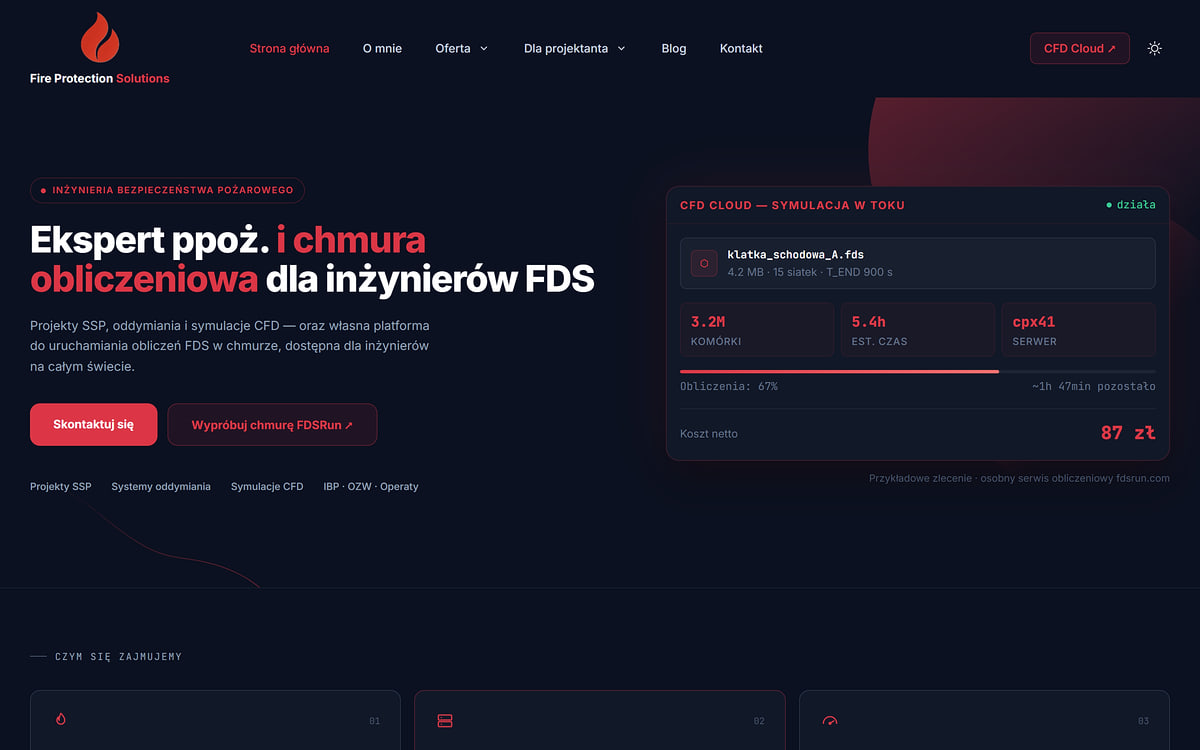 Strona główna FP Solutions w ciemnym motywie